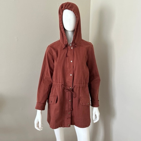 (NWT) Lucky Brand Women’s Hooded Utility Jacket in Burnt Orange, Medium - Picture 1 of 12